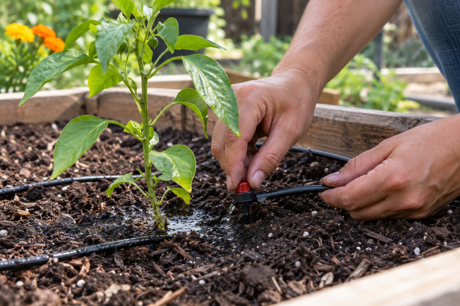 How to Adjust a Drip Irrigation Emitter for a Pepper Plant