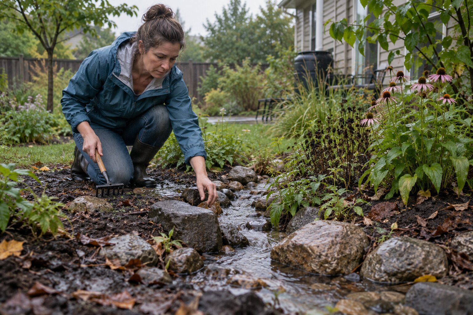 How to Check a Rain Garden Overflow Channel After Rain