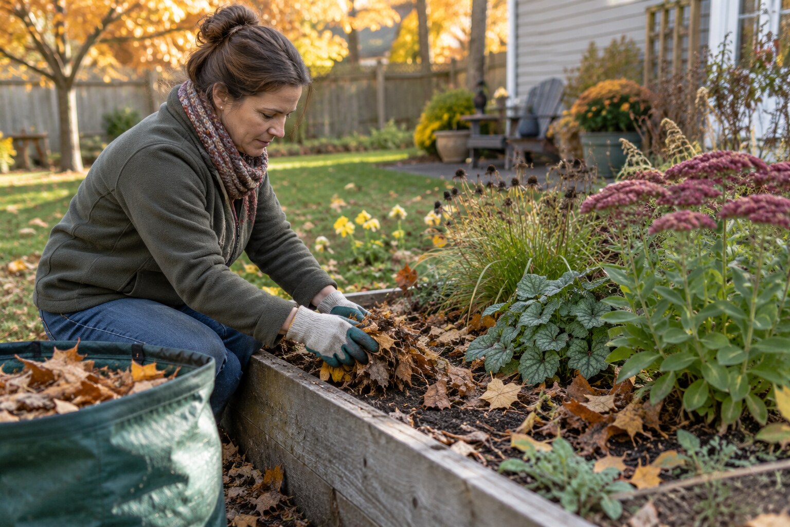 How to Clear Autumn Leaves from a Raised Garden Bed