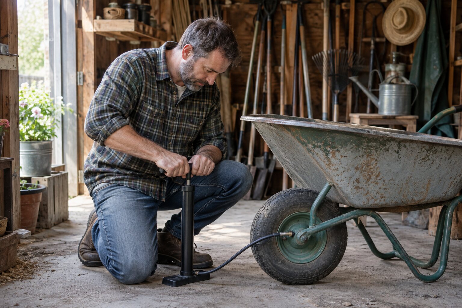 How to Check and Inflate a Wheelbarrow Tire