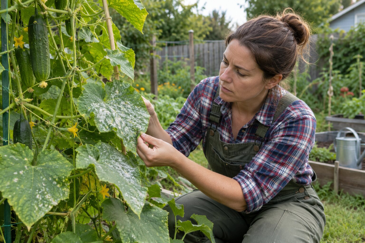 How to Confirm Powdery Mildew on Cucumber Leaves