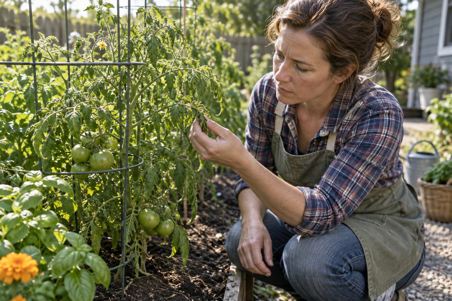 How to Inspect Curled Tomato Leaves for Stress