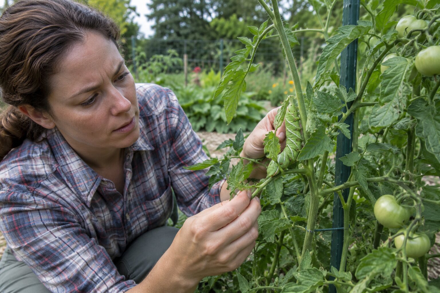 How to Find and Remove a Tomato Hornworm Before It Defoliates the Plant