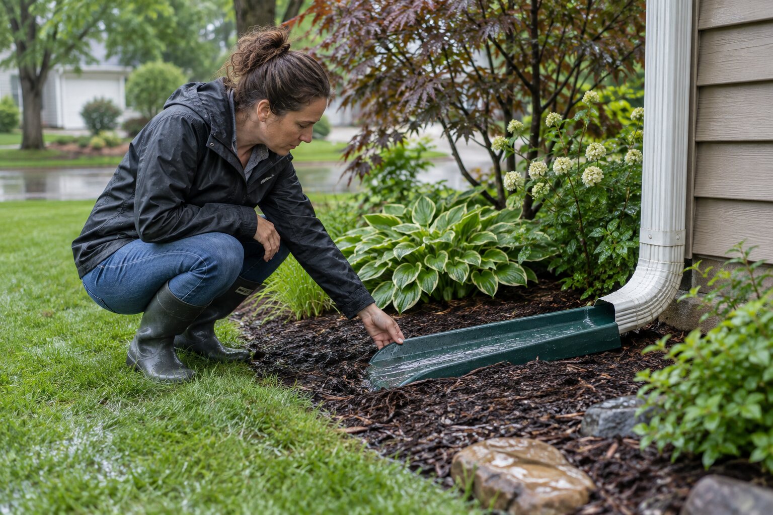 How to Position a Downspout Extension After Heavy Rain