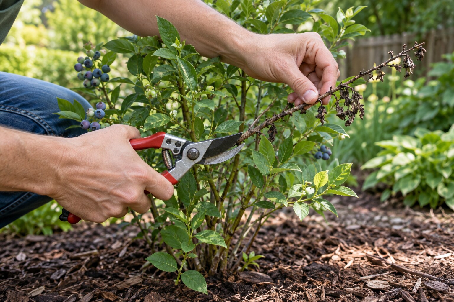How to Prune a Dead Branch from a Young Blueberry Bush