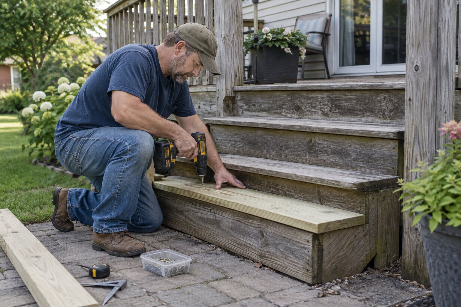 How to Replace a Cracked Deck Stair Tread Safely