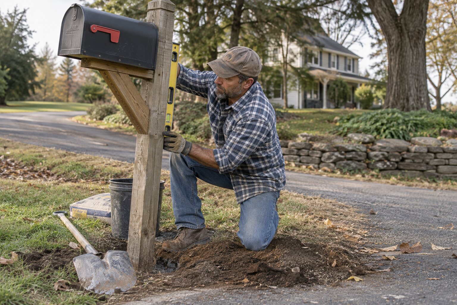 How to Reset a Leaning Mailbox Post Beside the Driveway