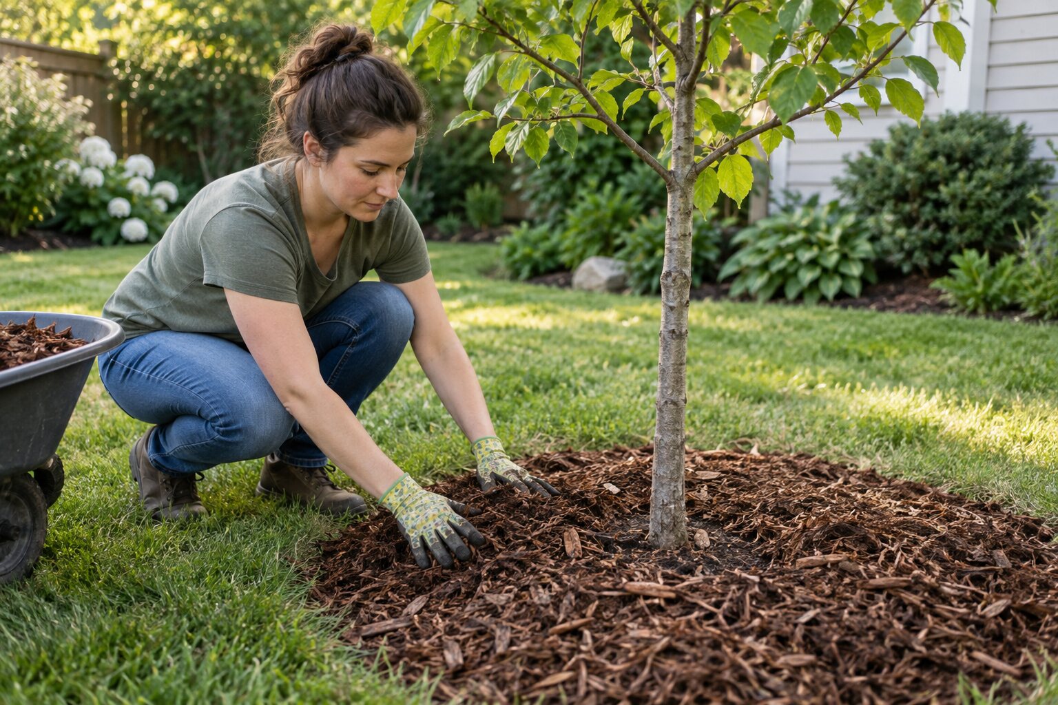 How to Spread Mulch Around a Young Tree Correctly