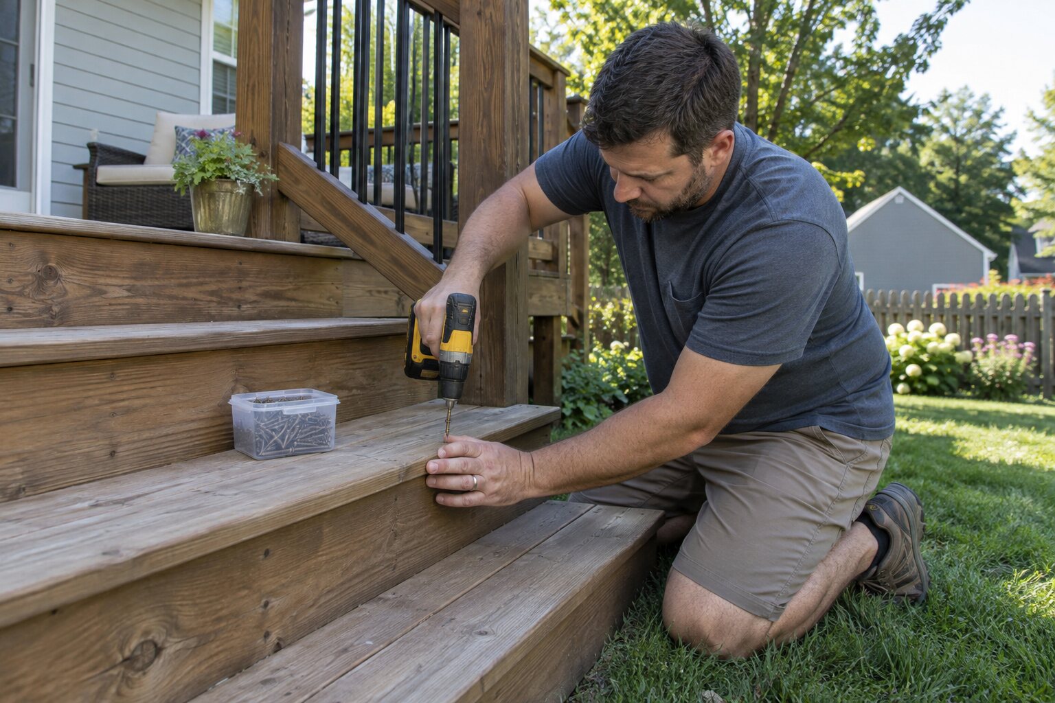 How to Tighten a Loose Wooden Deck Stair Tread